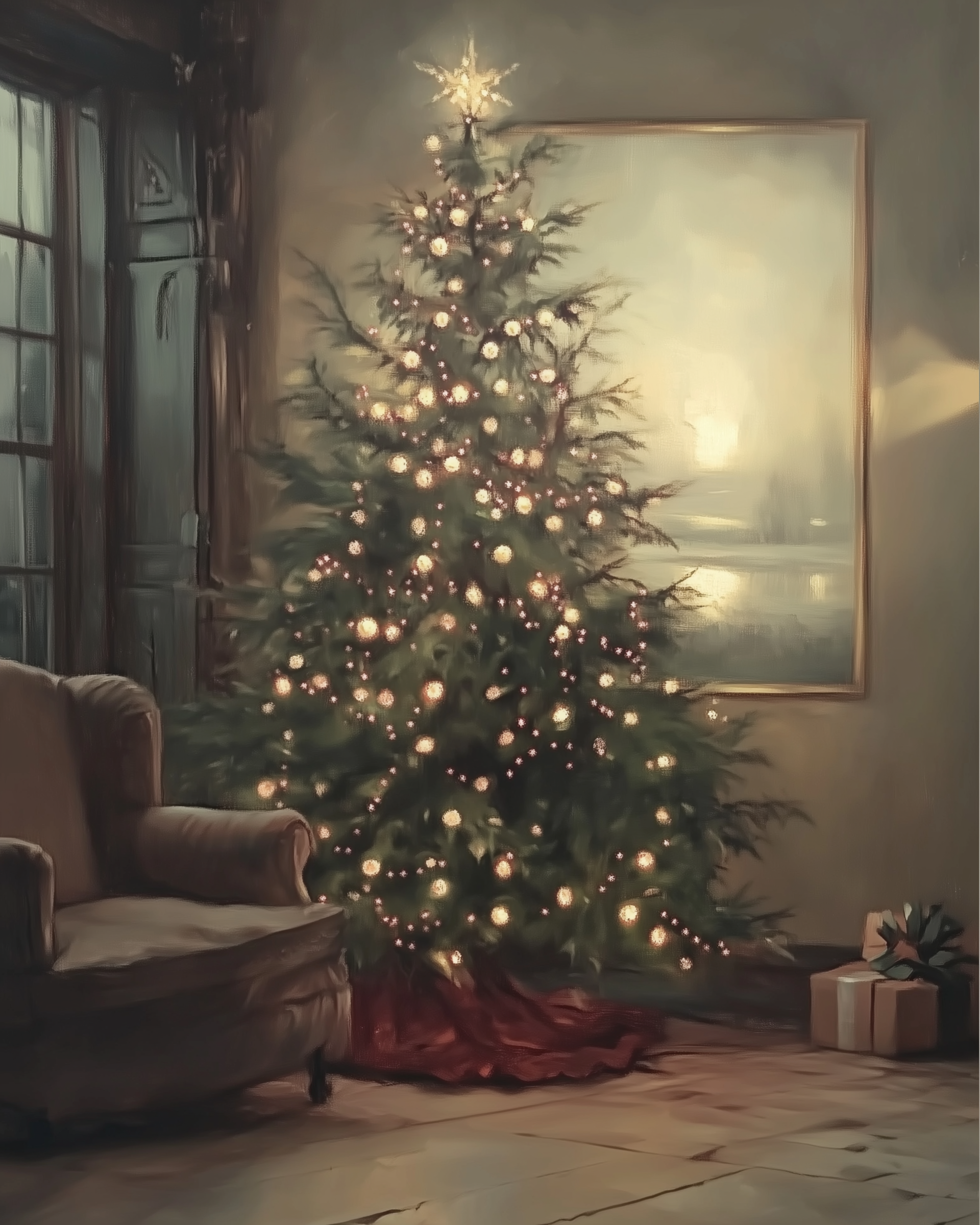 Winter Radiance - Christmas Framed Wall Art for Living Room, Bedroom or Office