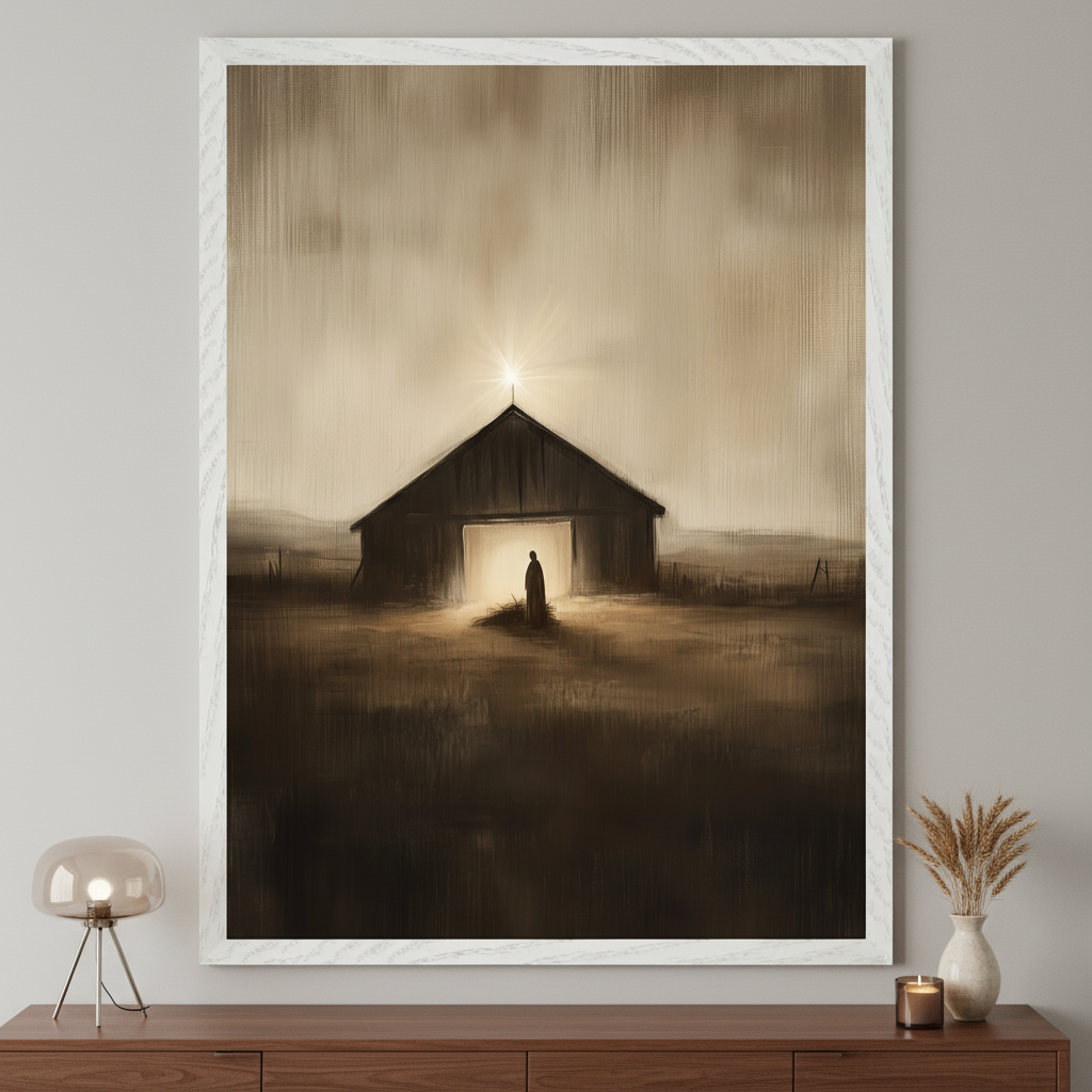 Sacred Light - Nativity Framed Wall Art for Living Room, Bedroom or Office