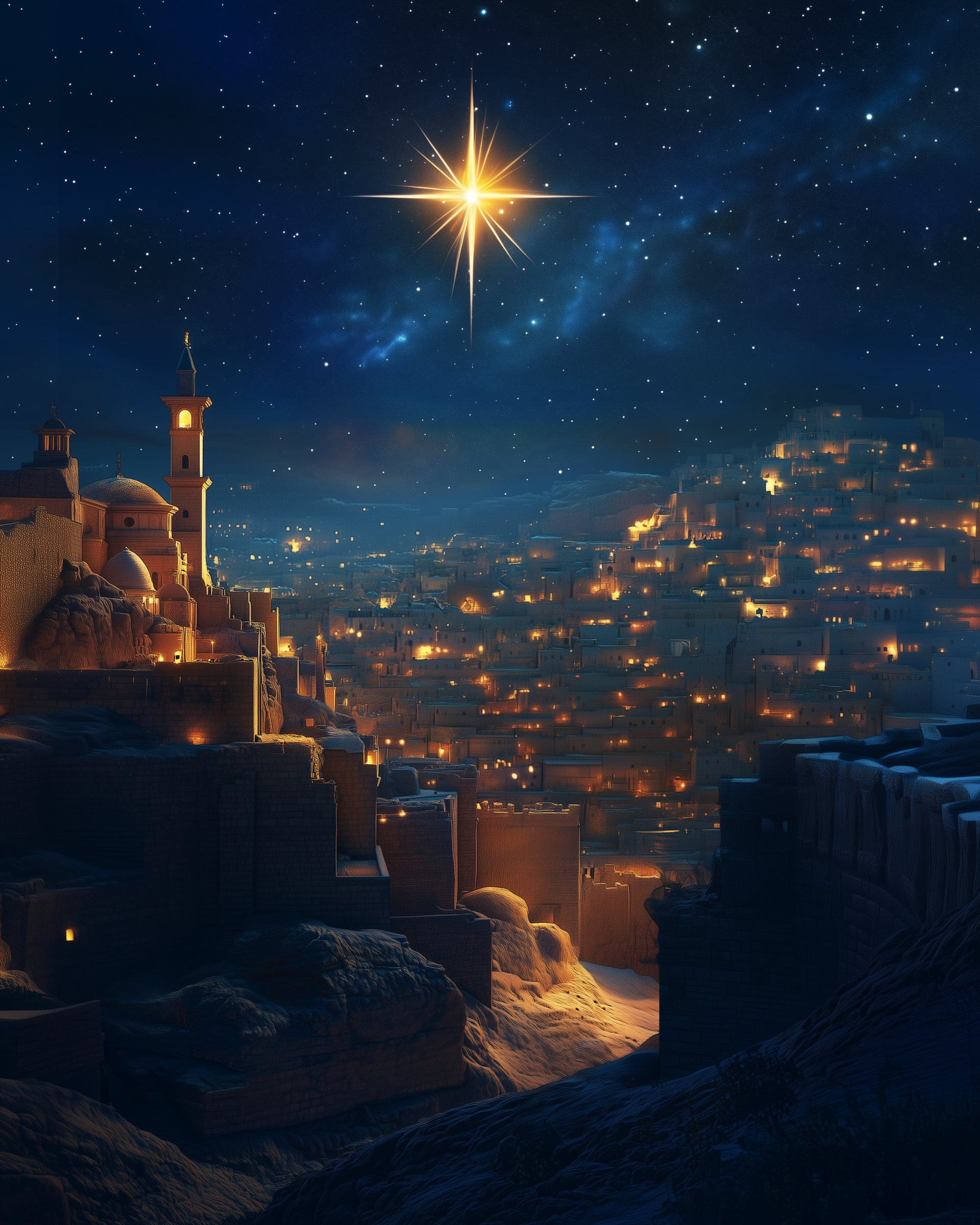 Midnight Light - Nativity Framed Wall Art for Living Room, Bedroom or Office