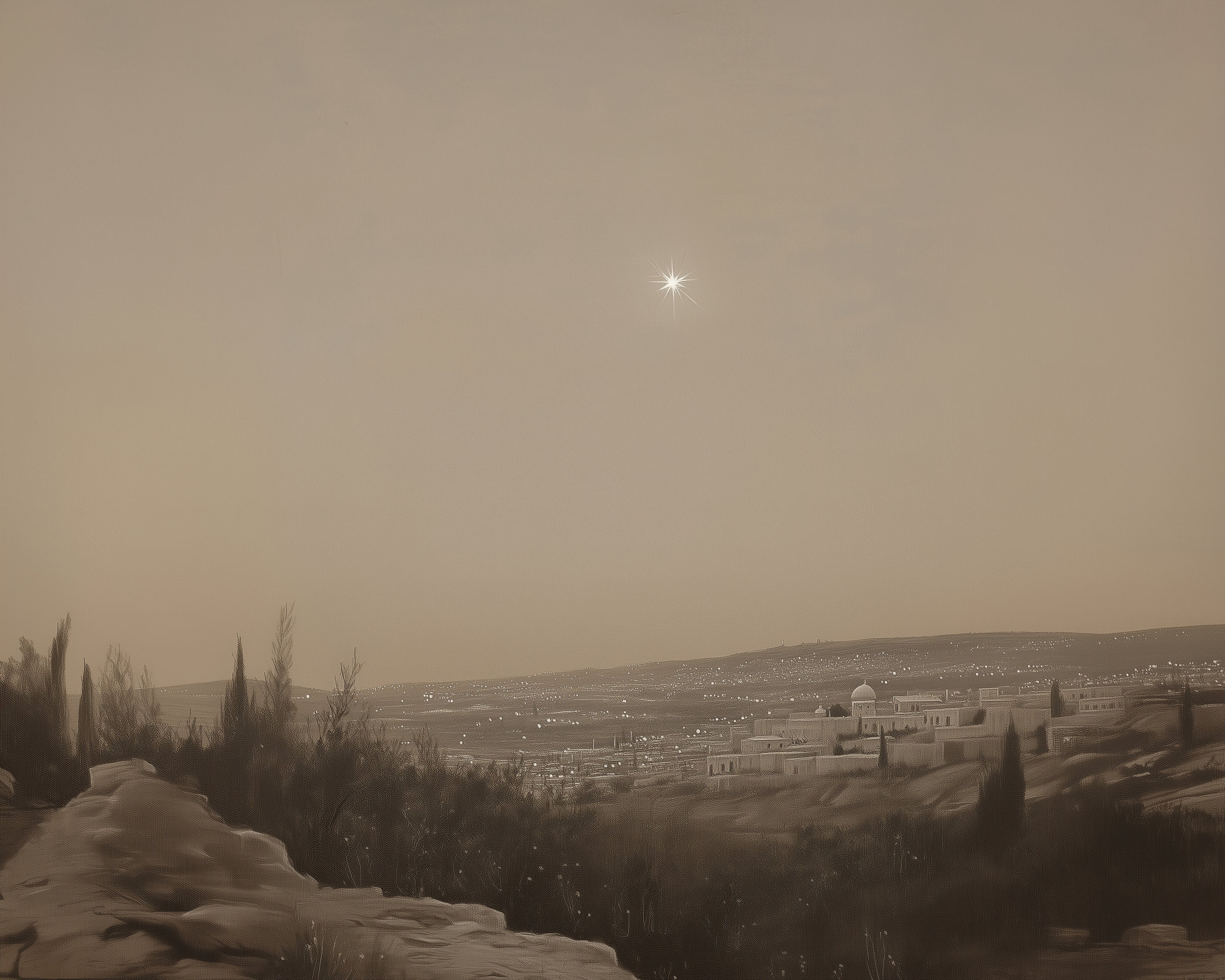 Celestial Star - Townscape Framed Wall Art for Living Room, Bedroom or Office