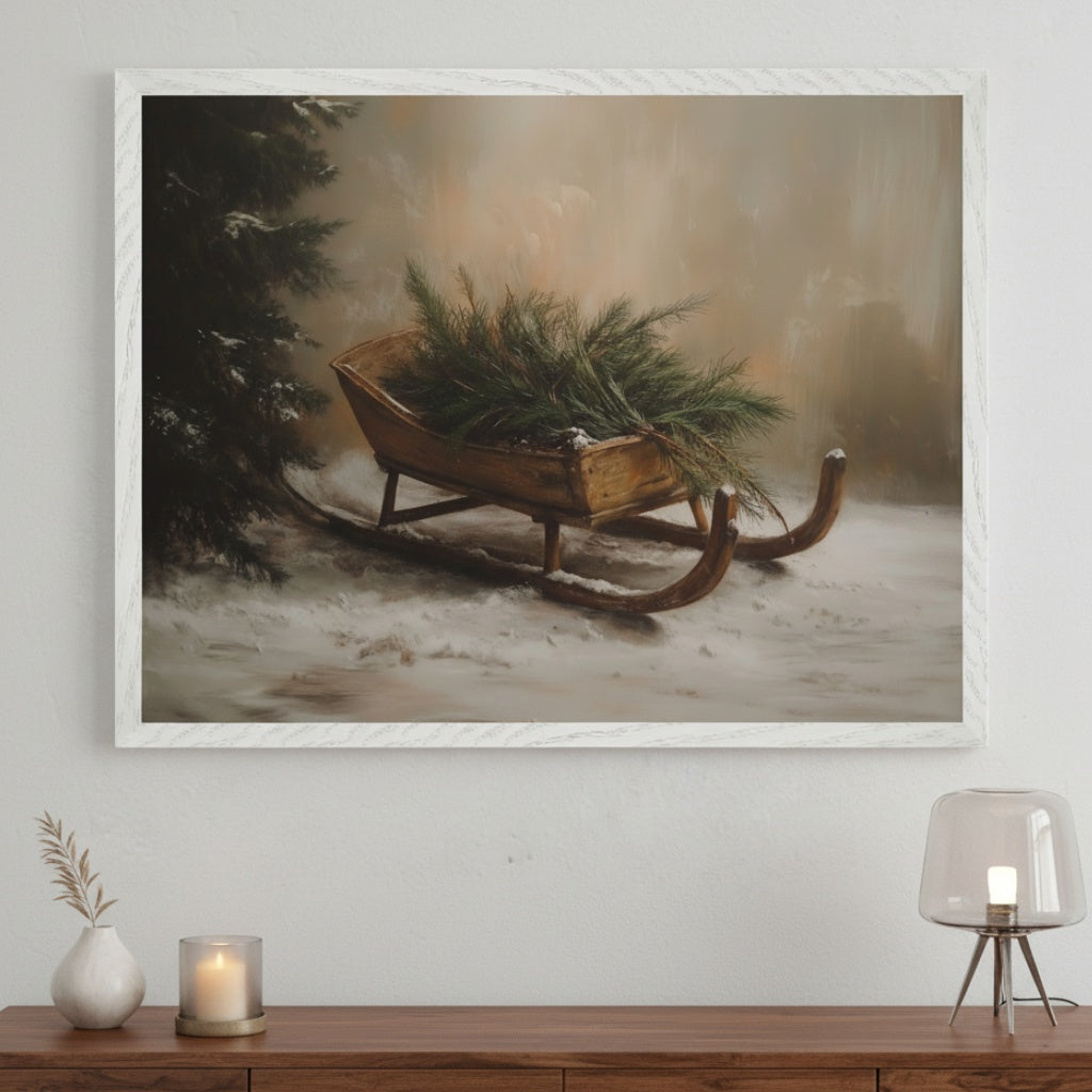 Winter Sleigh Dream - Winter Framed Wall Art for Living Room, Bedroom or Office