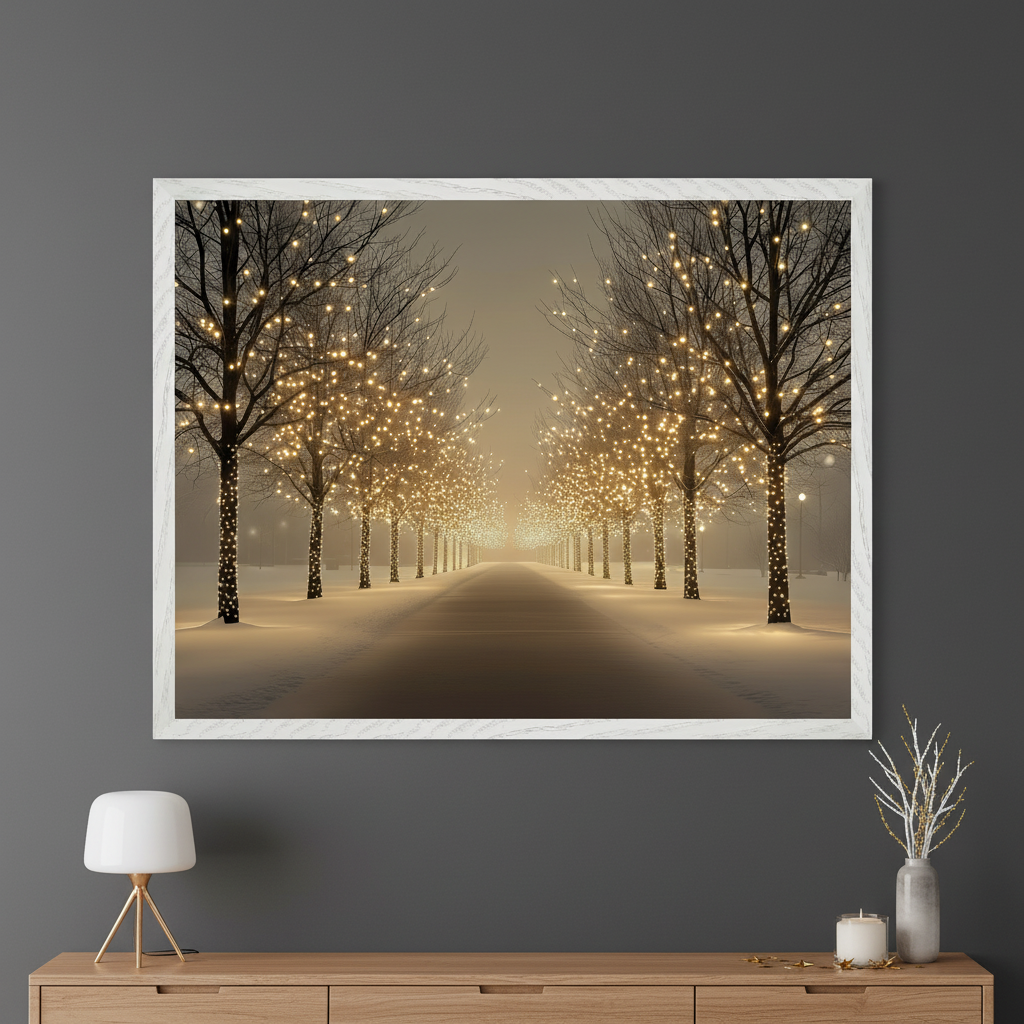 Luminous Lane - Christmas Framed Wall Art for Living Room, Bedroom or Office