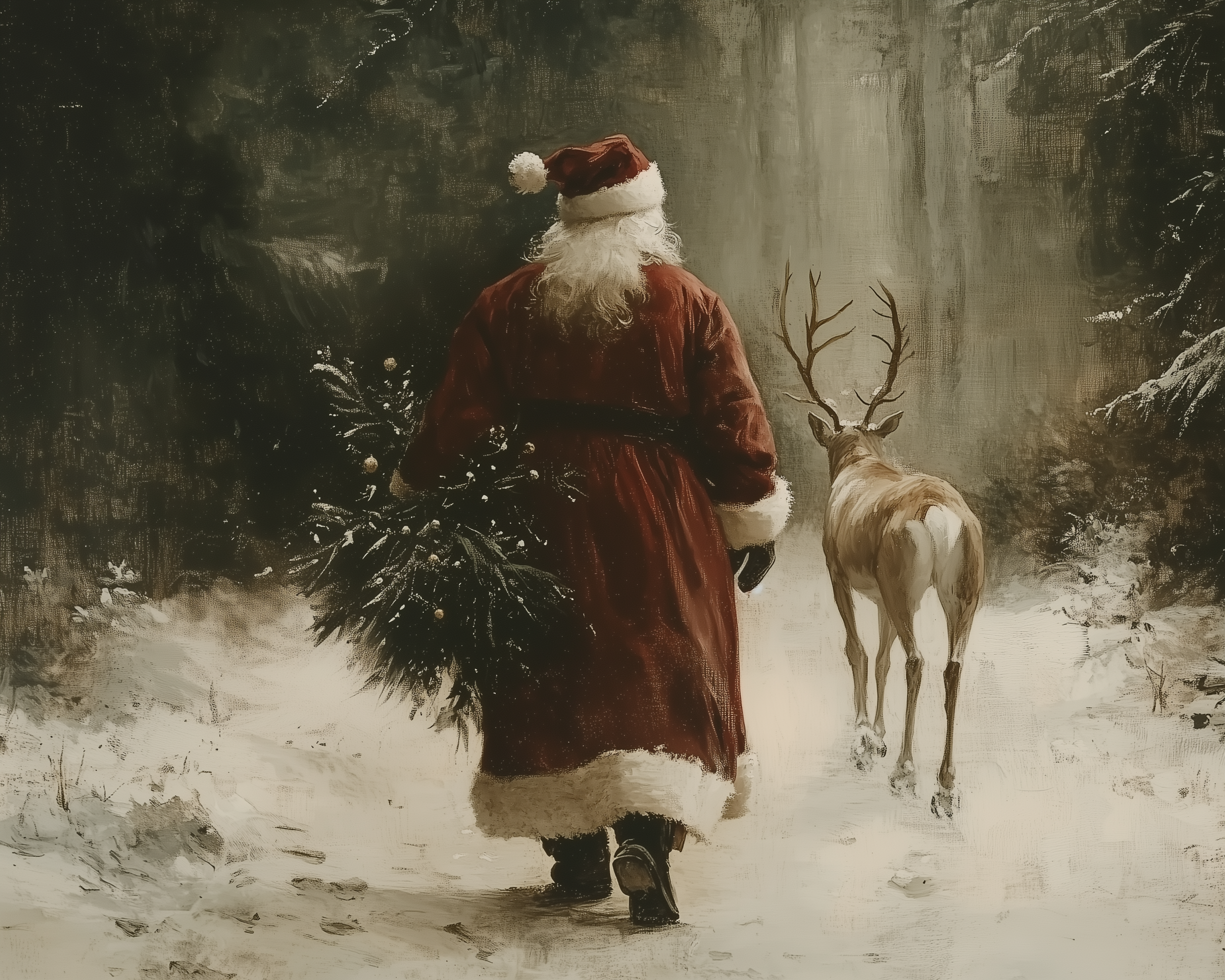 Winter's Companion - Christmas Framed Wall Art for Living Room, Bedroom or Office