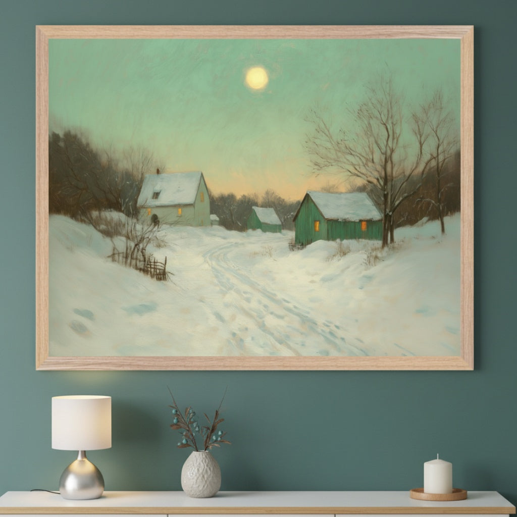 Emerald Twilight - Winter Framed Wall Art for Living Room, Bedroom or Office