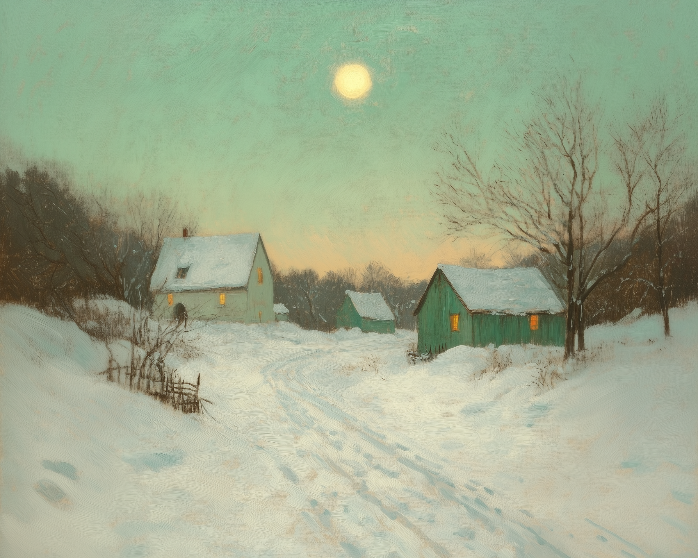 Emerald Twilight - Winter Framed Wall Art for Living Room, Bedroom or Office
