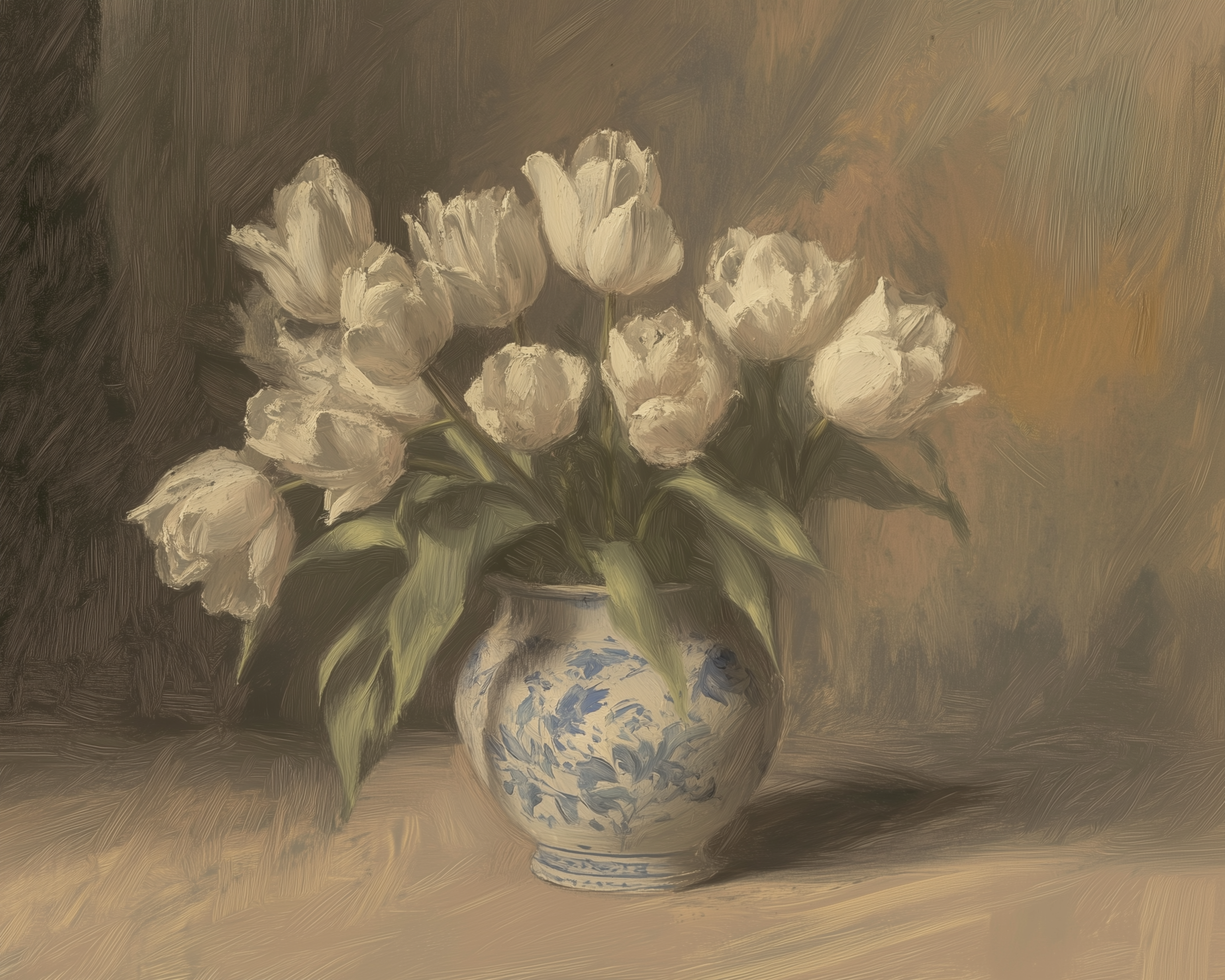 Earthen Blossom - Tulips Framed Wall Art for Living Room, Bedroom or Office