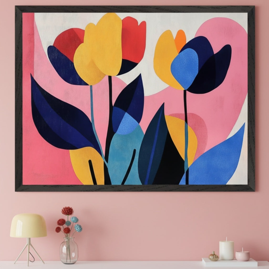 Abstract Garden Bloom - Flowers Framed Wall Art for Living Room, Bedroom or Office