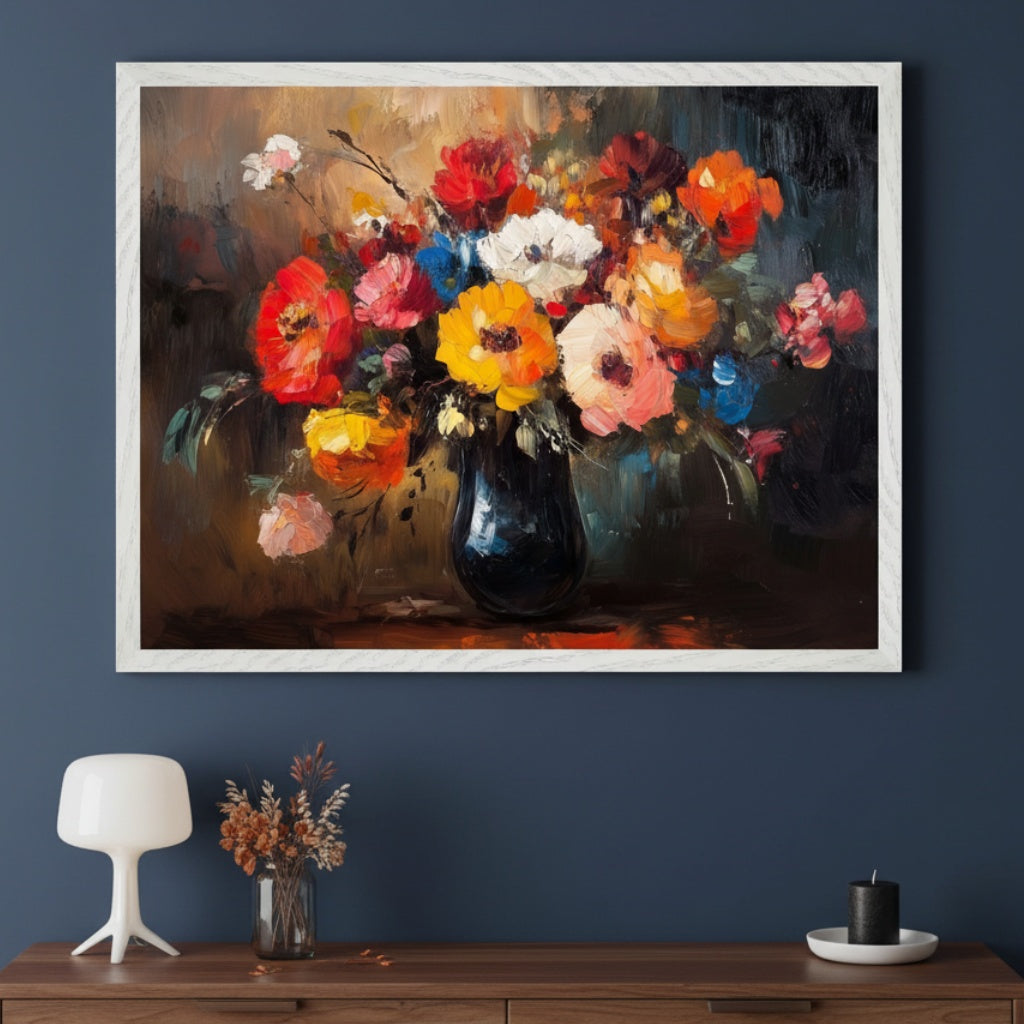 Vivid Blooms Bouquet - Flowers Framed Wall Art for Living Room, Bedroom or Office