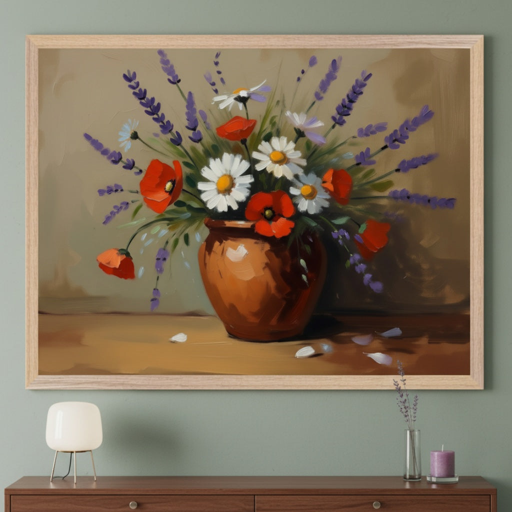Floral Reverie - Floral Framed Wall Art for Living Room, Bedroom or Office
