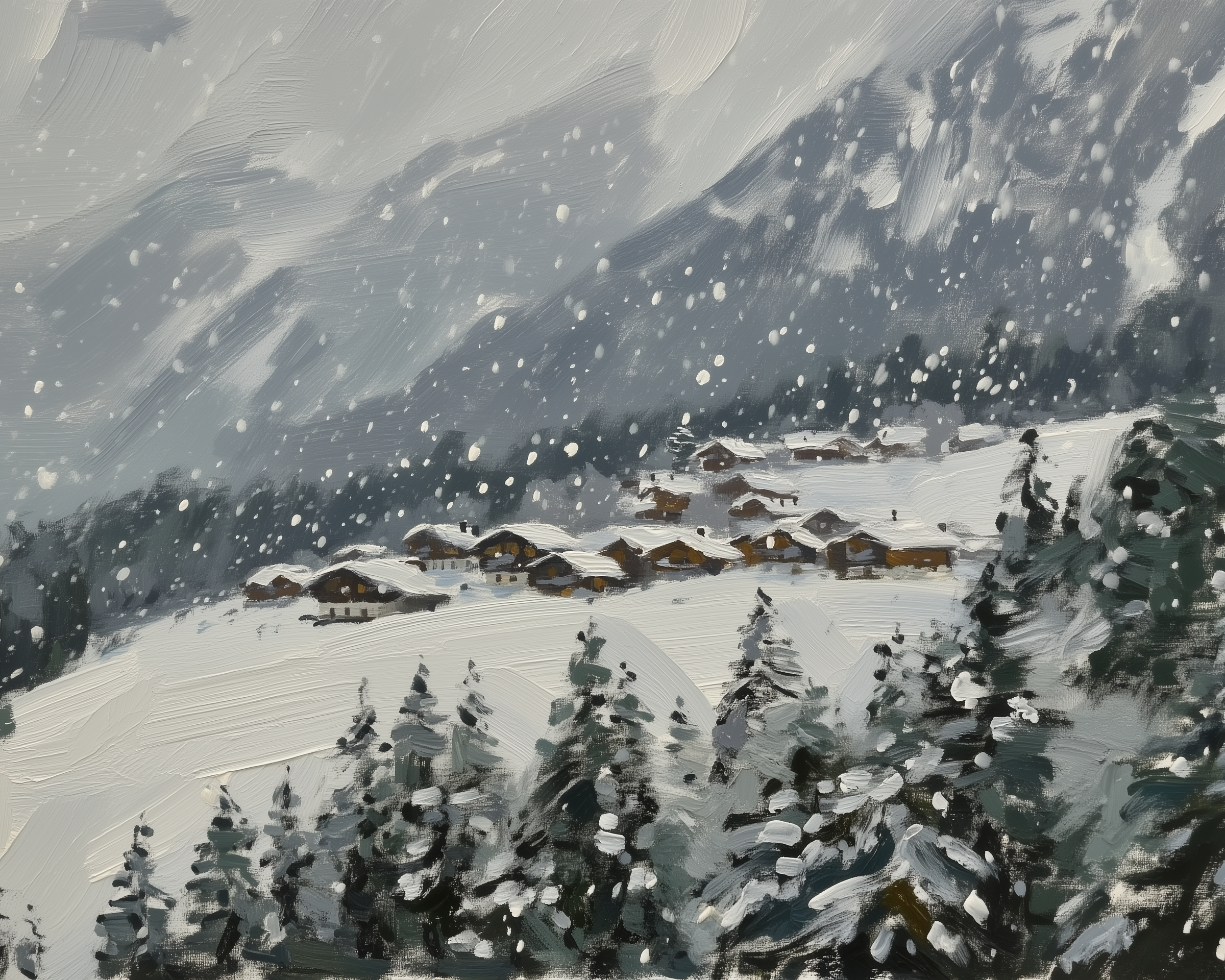 Frosted Village - Winter Village Framed Wall Art for Living Room, Bedroom or Office