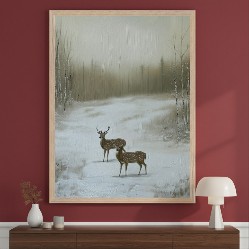 Silent Guardians - Deer Framed Wall Art for Living Room, Bedroom or Office