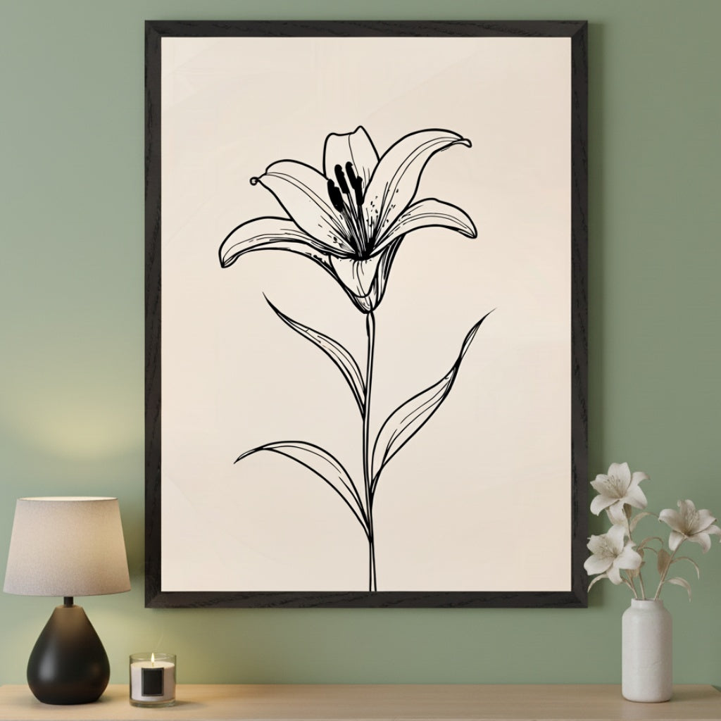 Floral Lineage - Lily Framed Wall Art for Living Room, Bedroom or Office