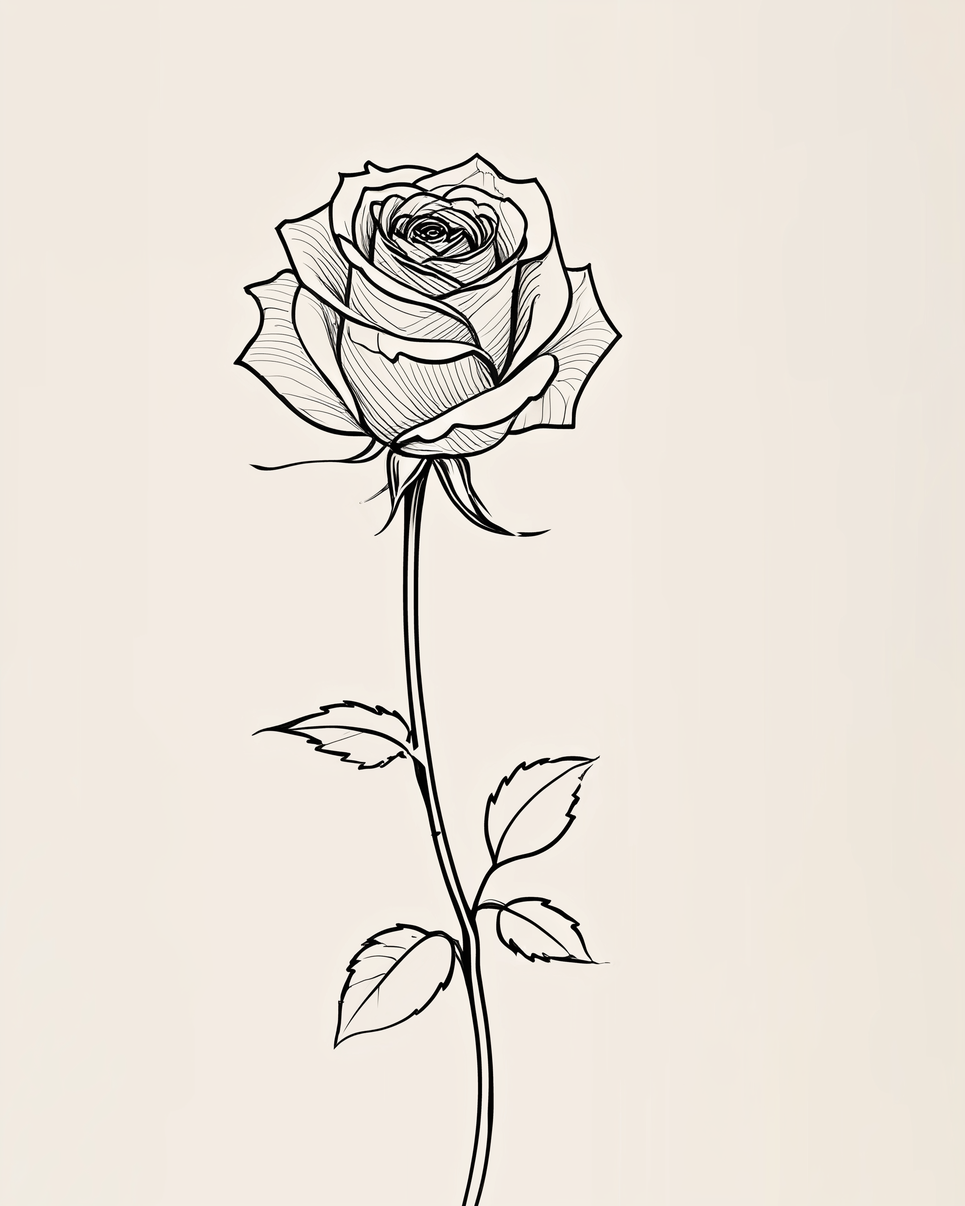 Ink Rose - Rose Framed Wall Art for Living Room, Bedroom or Office