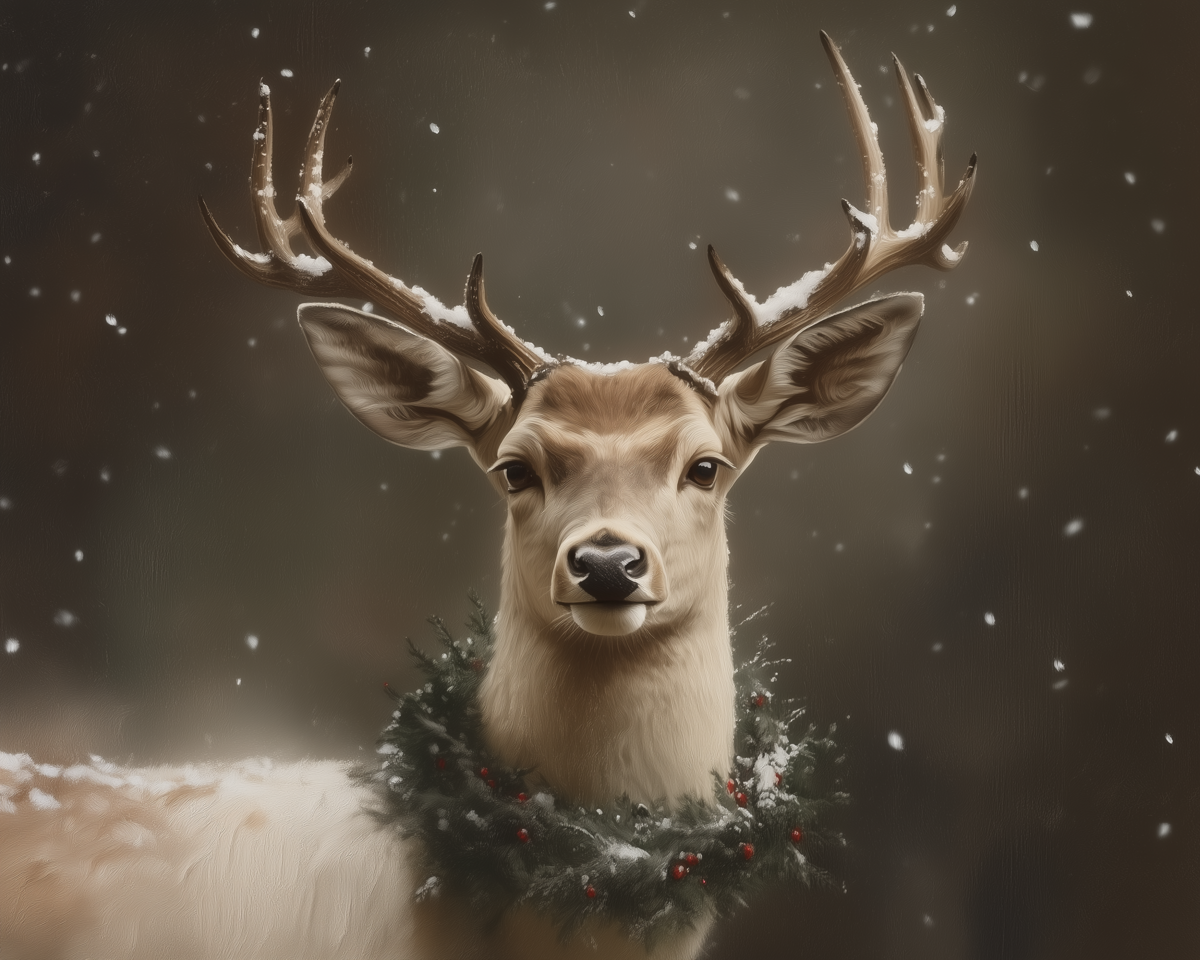 Frosted Antler Majesty - Deer Framed Wall Art for Living Room, Bedroom or Office