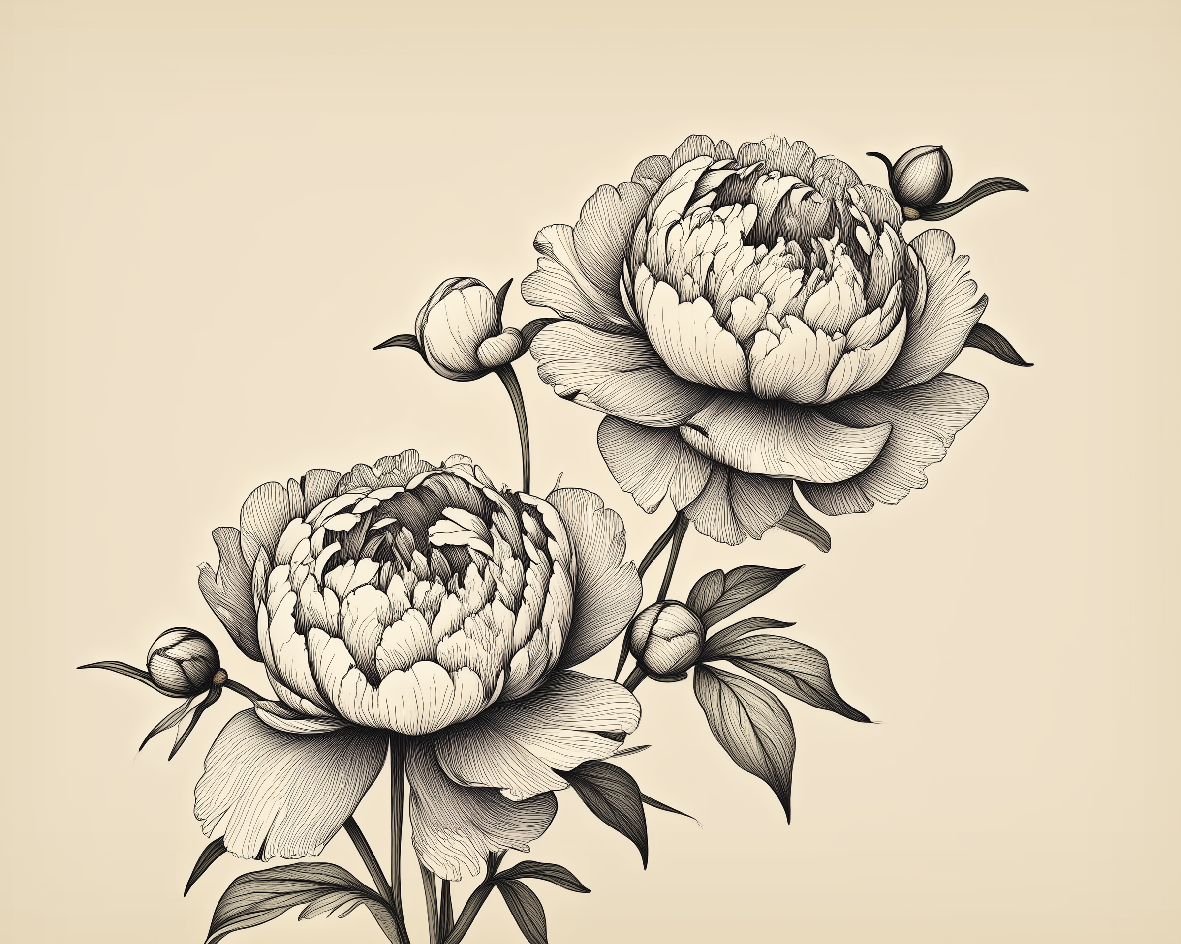 Artful Floral - Peonies Framed Wall Art for Living Room, Bedroom or Office
