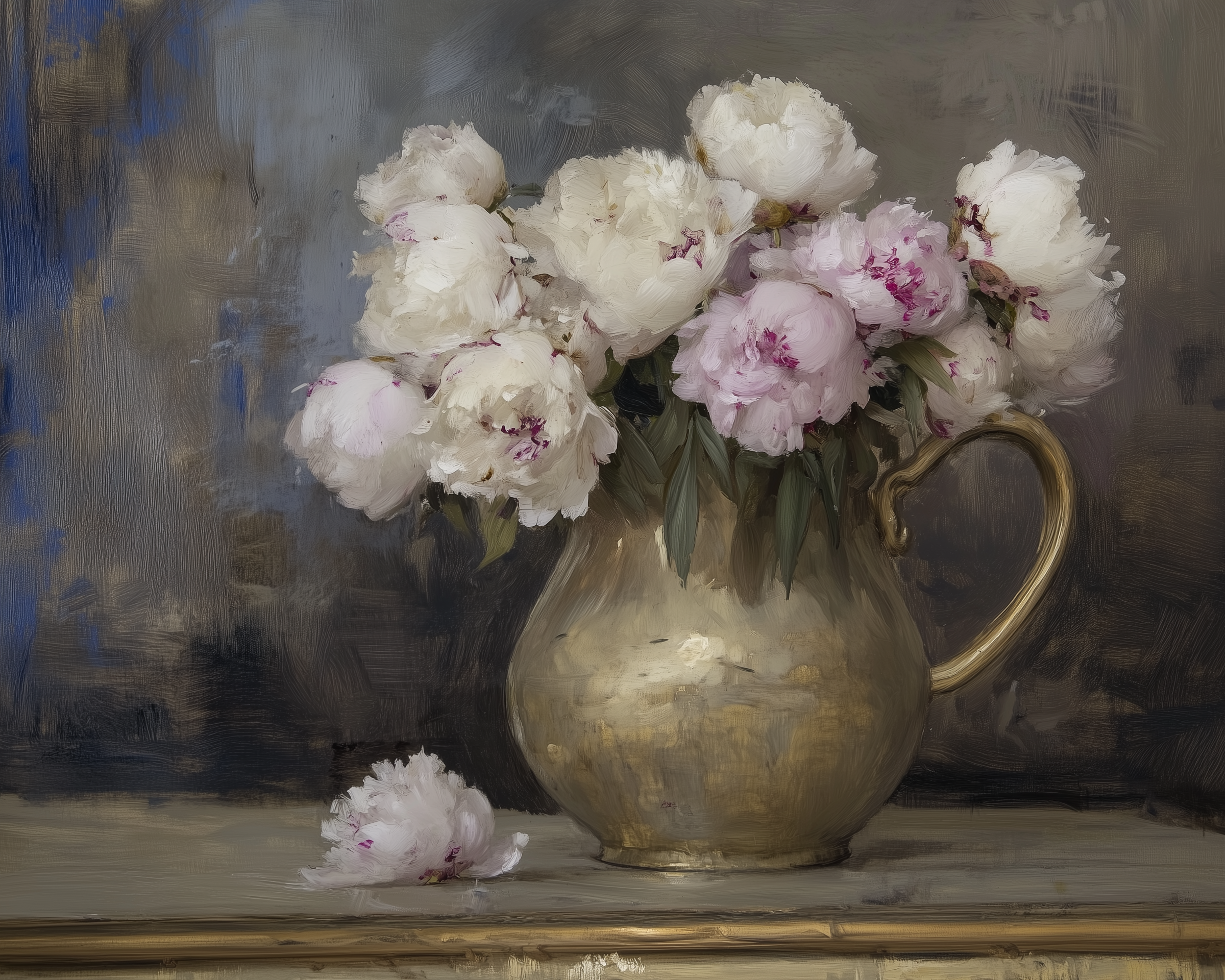 Blush & Gold - Peonies Framed Wall Art for Living Room, Bedroom or Office