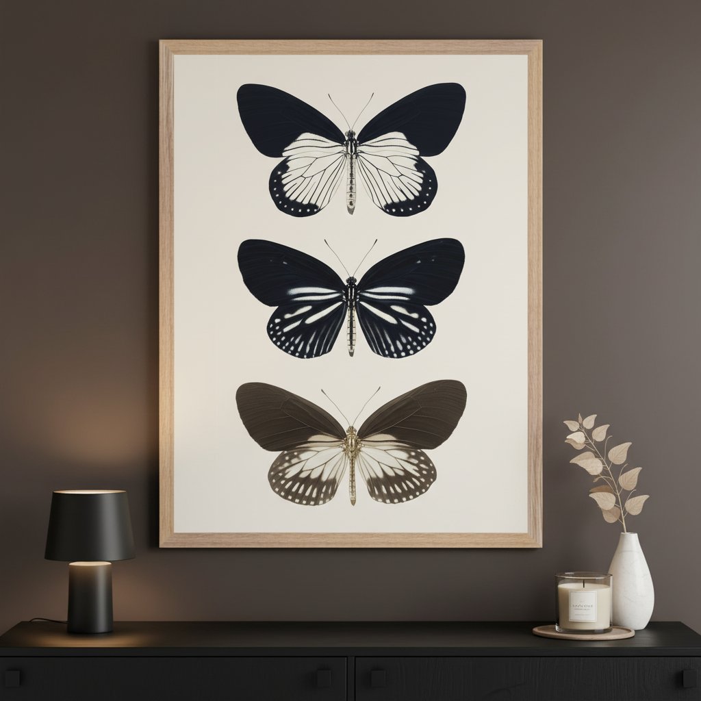 Ebony Flutter - Butterfly Framed Wall Art for Living Room, Bedroom or Office