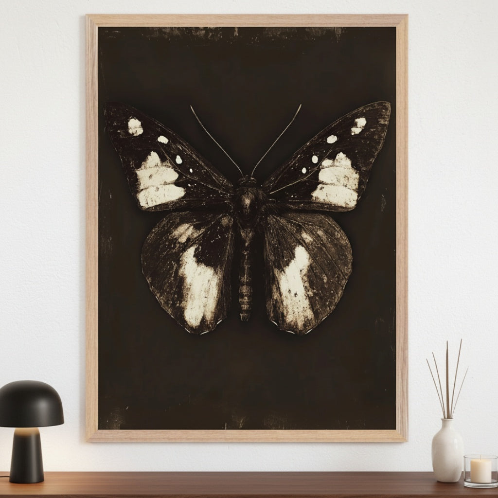 Nocturne Flutter - Butterfly Framed Wall Art for Living Room, Bedroom or Office