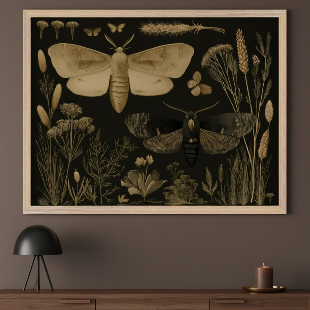Twilight Specimen - Moths Framed Wall Art for Living Room, Bedroom or Office