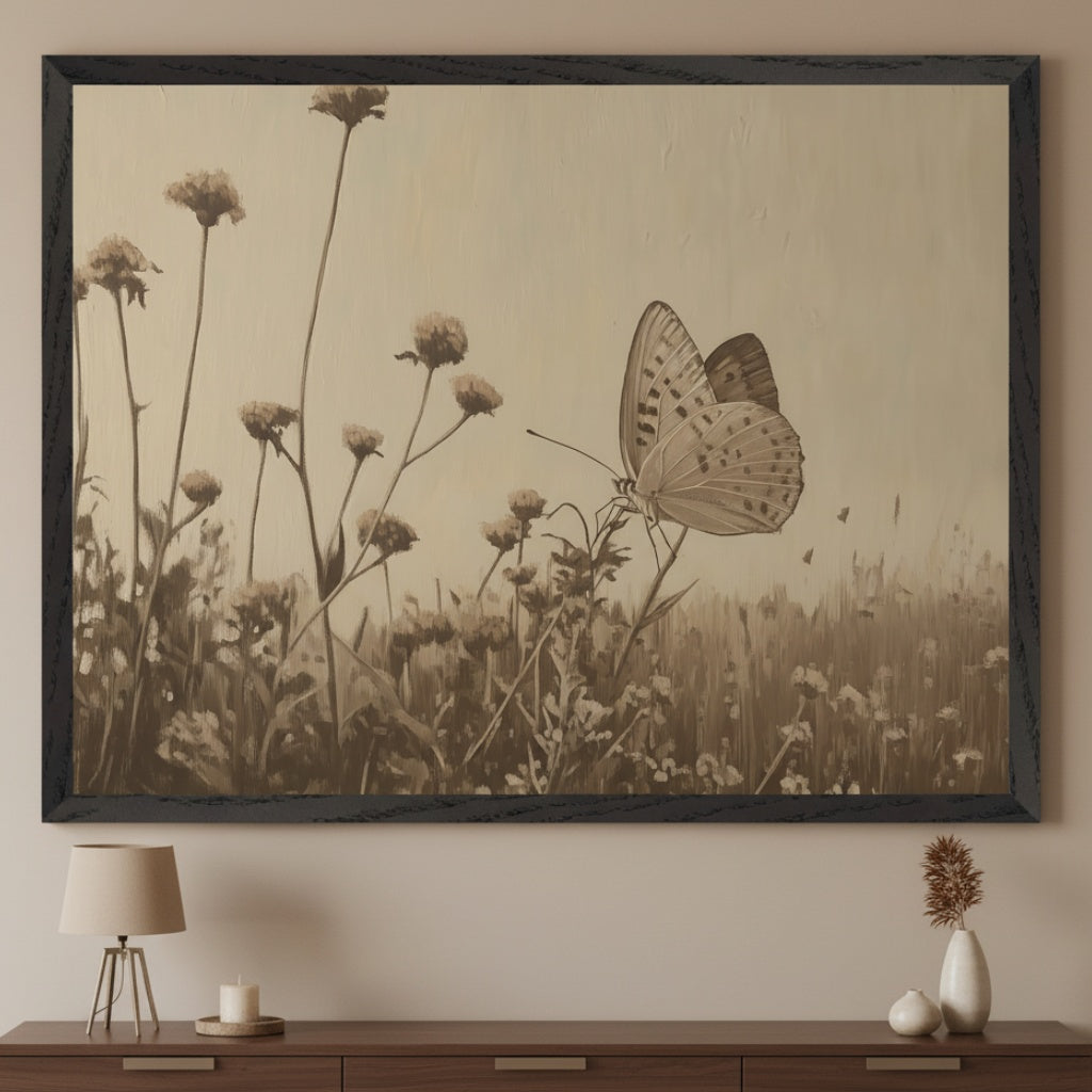 Vintage Bloom - Butterfly Framed Wall Art for Living Room, Bedroom or Office