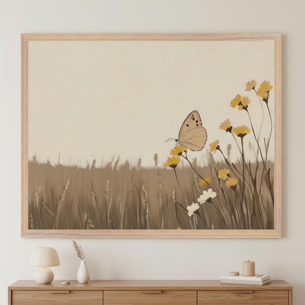 Golden Serenity - Butterfly Framed Wall Art for Living Room, Bedroom or Office