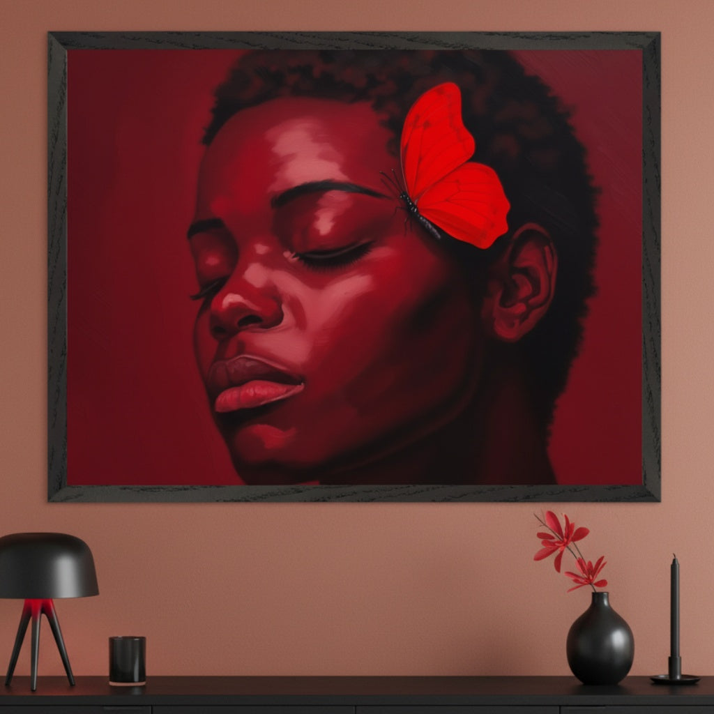 Butterfly's Grace - Woman Framed Wall Art for Living Room, Bedroom or Office