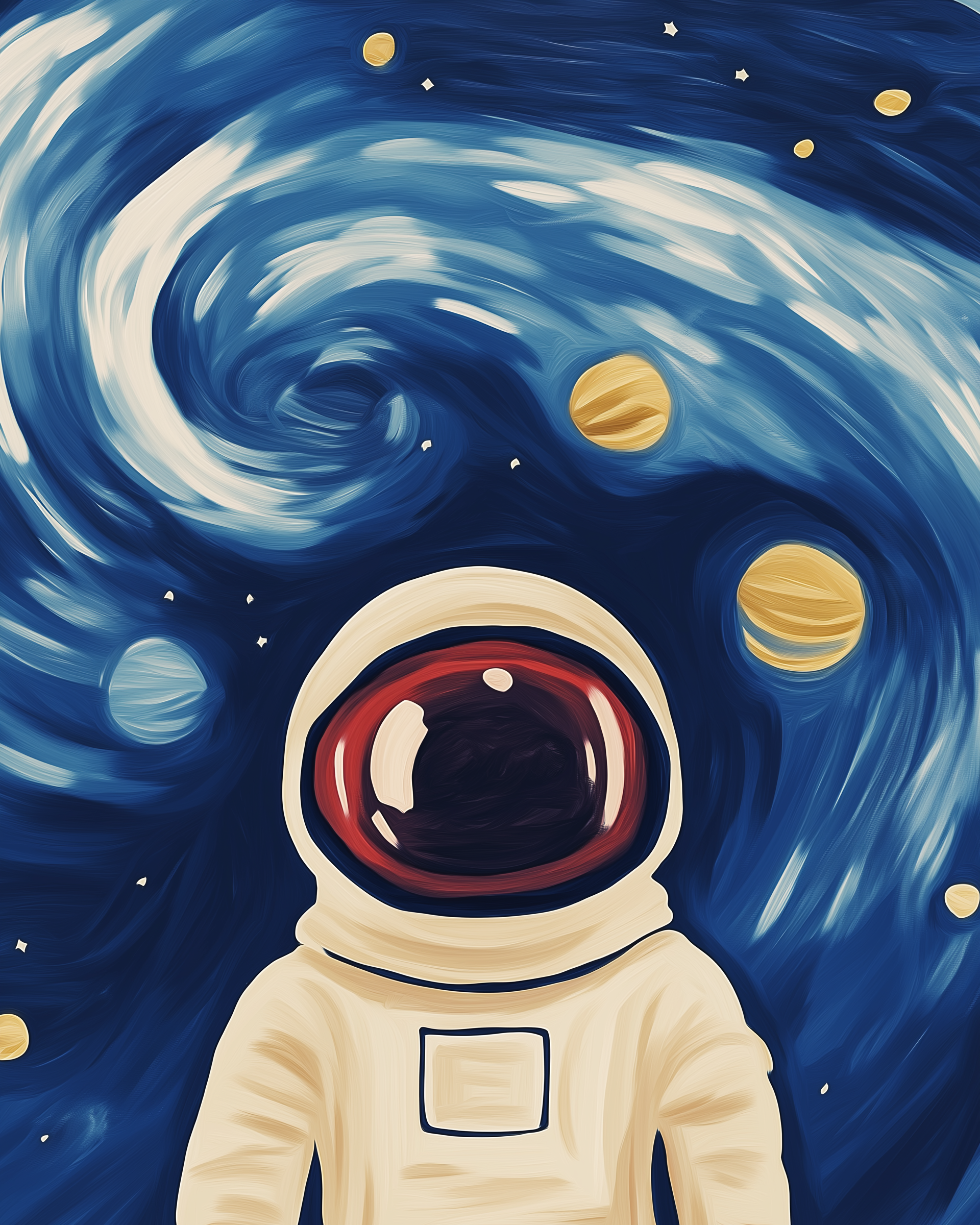 Space Wall Art for Nursery, Playroom or Kids Bedrooms - Astronaut Exploring Swirling Galaxy with Stars and Planets - Interstellar Gaze