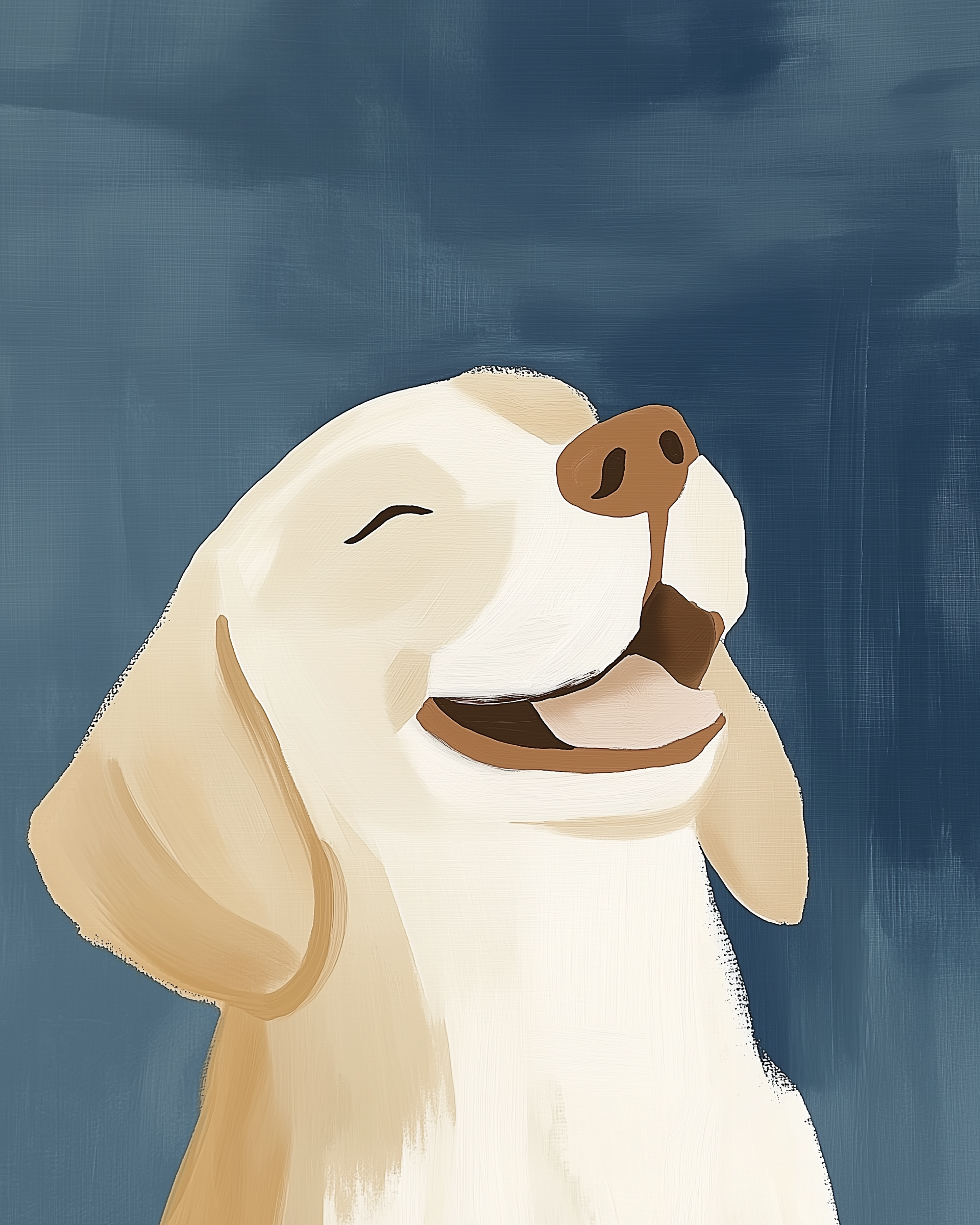 Happy Puppy Dog Wall Art for Nursery, Playroom or Kids Bedrooms - Playful Blue and Beige Decor - Skybound Smile