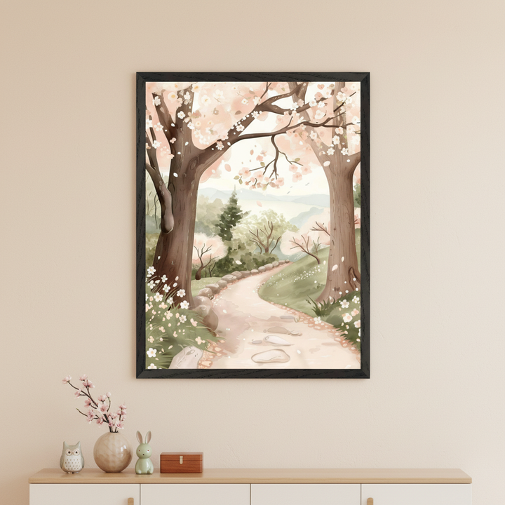 Woodland Adventure Path Wall Art for Nursery, Playroom or Kids Bedrooms - Spring Blossom Design - Petal Trail