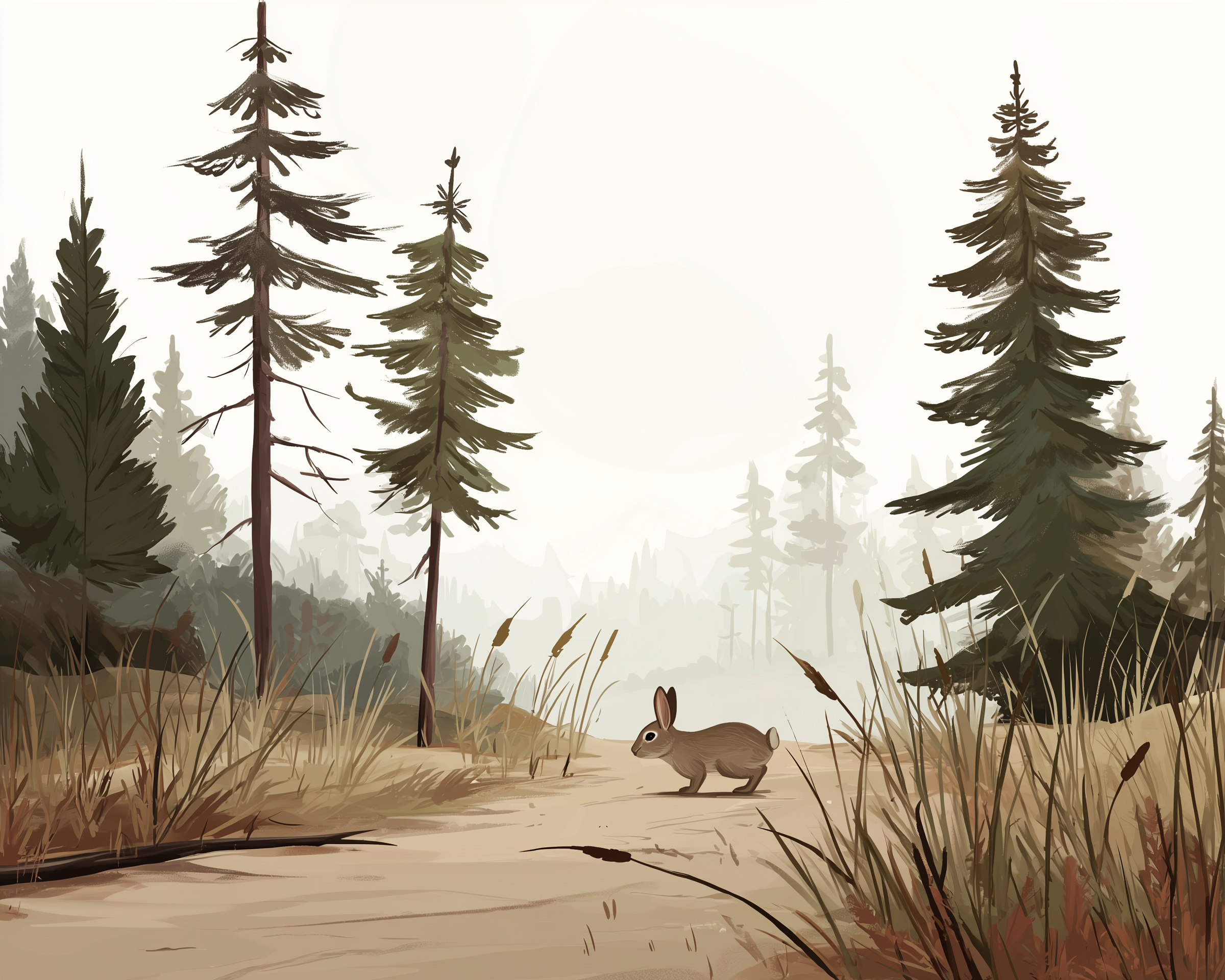 Wanderwood Bunny Wall Art for Nursery, Playroom or Kids Bedrooms - Peaceful Forest Path Scene - Thumper Trails