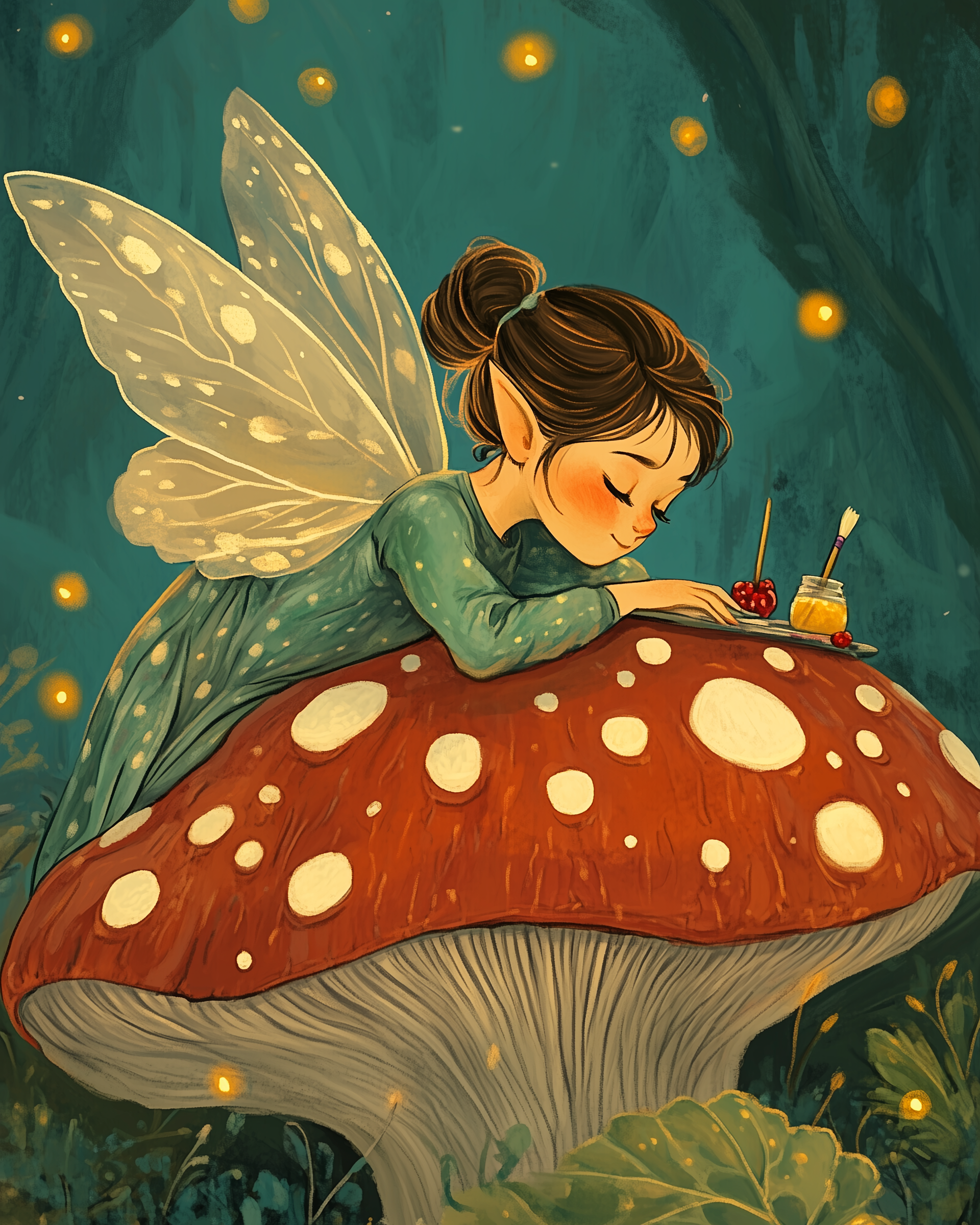 The Fairy Nook Fairy and Mushroom Wall Art for Nursery, Playroom or Kids Bedrooms - Whimsical Woodland Decor - Whimsy Palette