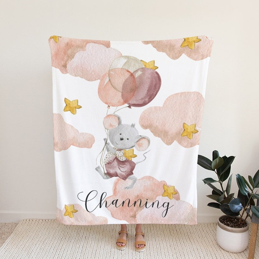 Mouse Personalized Blanket for Babies and Kids