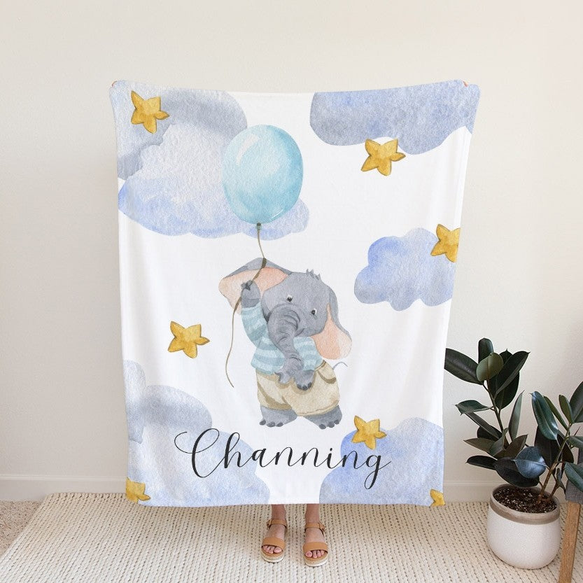 Elephant Personalized Blanket for Babies and Kids