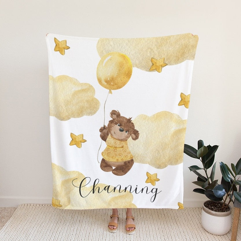 Bear Personalized Blanket for Babies and Kids