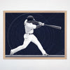Baseball Player Wall Art for Nursery, Playroom or Kids Bedrooms - Modern Sports Decor in Navy and White - Star Strike