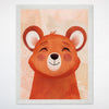 Smiling Bear Wall Art for Nursery, Playroom or Kids Bedrooms - Woodland Animal Decor - Teddy Joy