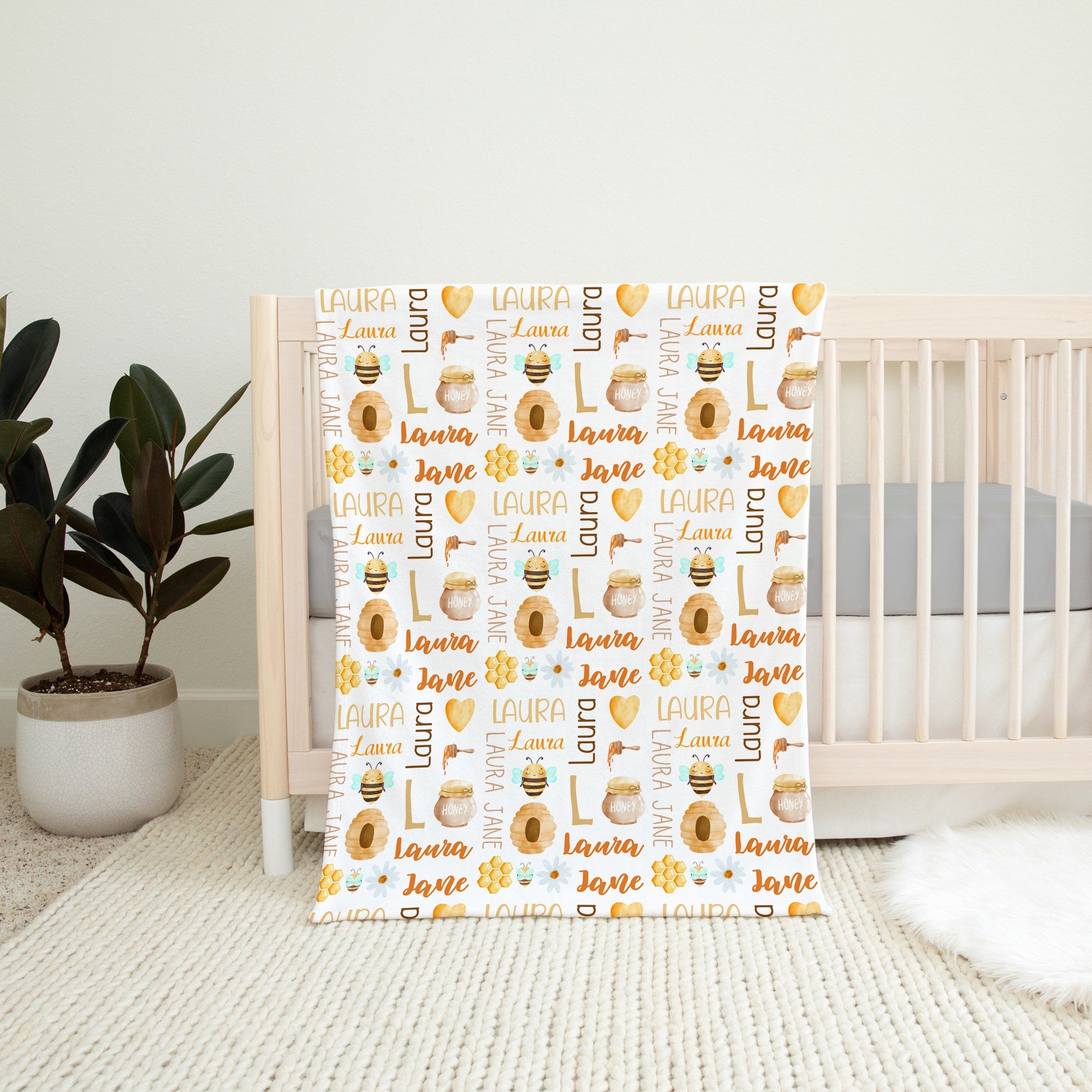 Bees Personalized Blanket for Babies and Kids