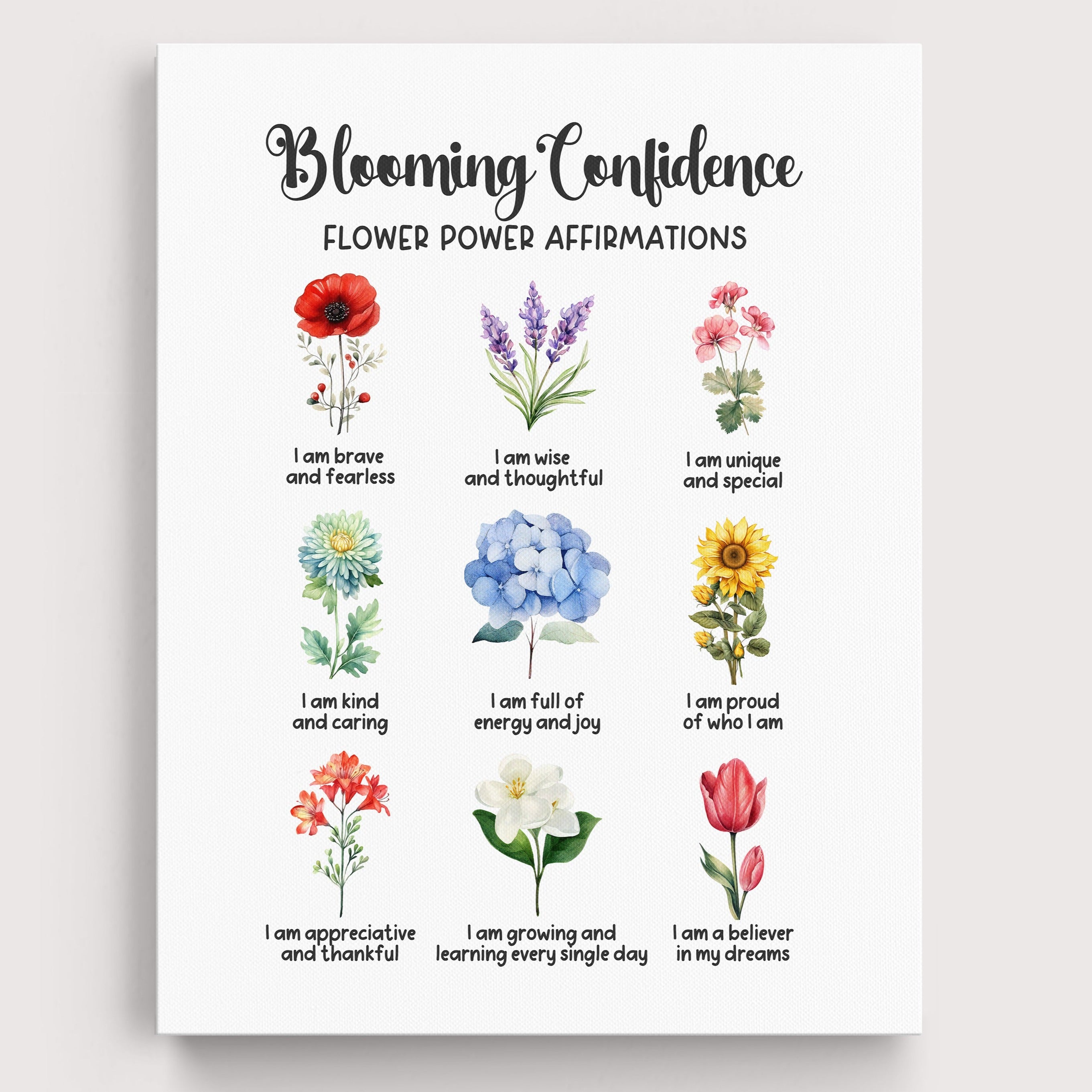 Positive Affirmations Flower Wall Art