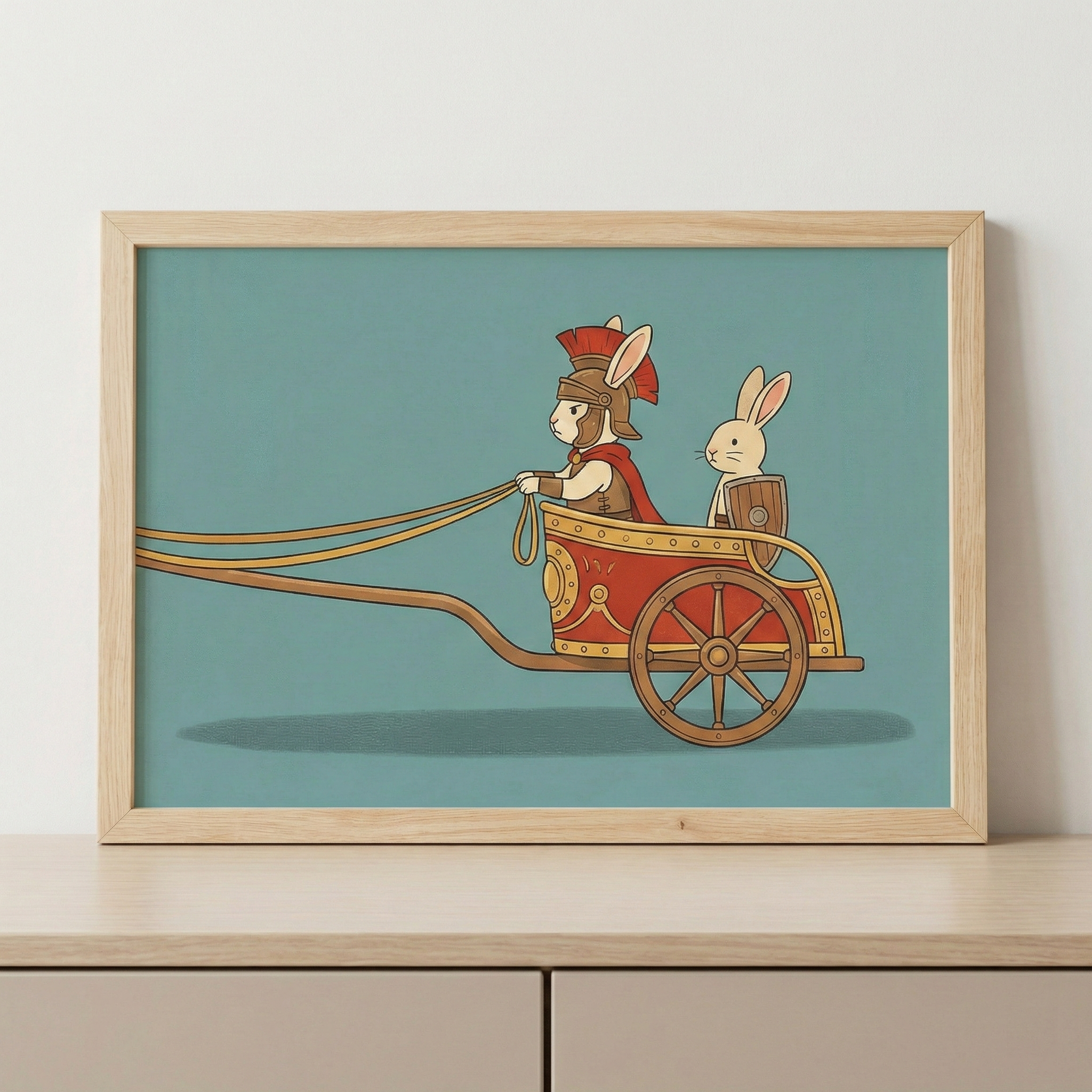 Grand Adventure Bunnies - Rabbits Framed Wall Art for Nursery, Playroom or Kids Bedrooms