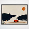 Minimalist Red Car Wall Art for Nursery, Playroom or Kids Bedrooms - Modern Scenic Adventure Decor - Mini Wanderer