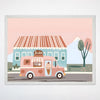 Ice Cream Truck Car Wall Art for Nursery, Playroom or Kids Bedrooms - Pastel Street Scene Illustration - Lickety Split Lane