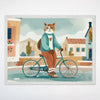 Cat on Bicycle Wall Art for Nursery, Playroom or Kids Bedrooms - Whimsical City Ride Decor - Purrfect Ride