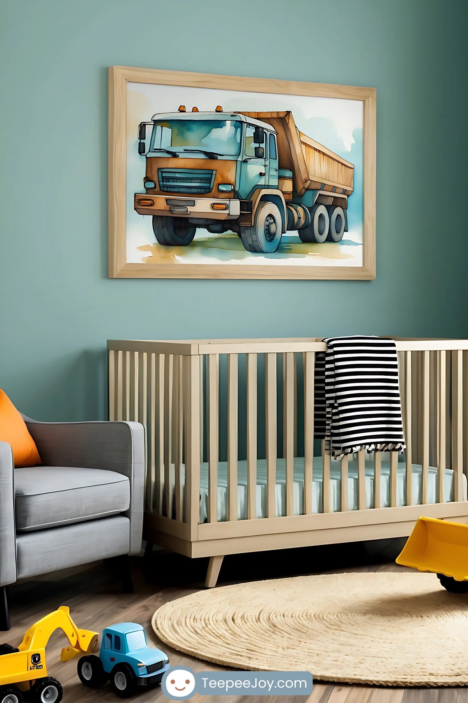 Big Loader Truck Wall Art for Nursery, Playroom or Kids Bedrooms - Construction Site Decor - Dump Truck Delight