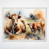 Cow and Calf Watercolor Wall Art for Nursery, Playroom or Kids Bedrooms - Farm Animal Decor - Pasture Pals