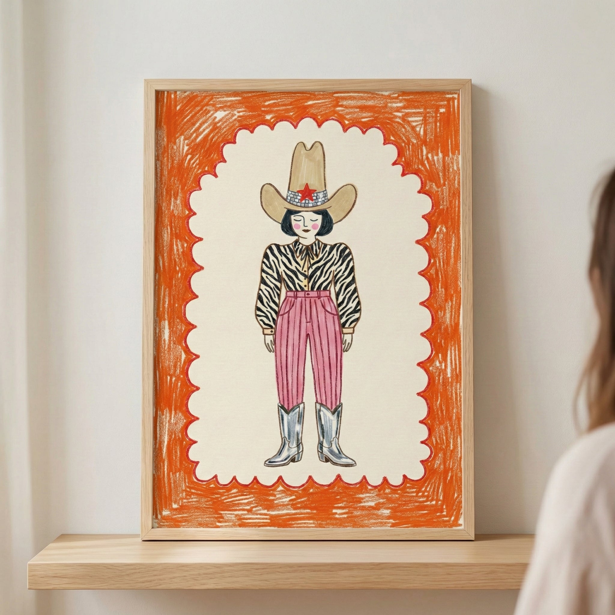 Starry Cowgirl Dream - Cowgirl Framed Wall Art for Nursery, Playroom or Kids Bedrooms