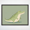Happy Crocodile Wall Art for Nursery, Playroom or Kids Bedrooms - Friendly Green Gator in Soft, Playful Style - Gator Grin