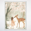 Woodland Deer Wall Art for Nursery, Playroom or Kids Bedrooms - Tender Watercolor Cherry Blossom Decor - Spring Whispers
