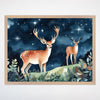 Starry Night Deer Wall Art for Nursery, Playroom or Kids Bedrooms - Enchanted Forest Decor - Celestial Stag Watch