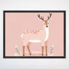 Pink Deer Wall Art for Nursery, Playroom or Kids Bedrooms - Floral Woodland Animal Decor - Deer Darling