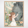 Affectionate Dinosaur Wall Art for Nursery, Playroom or Kids Bedrooms - Soft Floral Pastel Triceratops Decor - Flora & Fossils